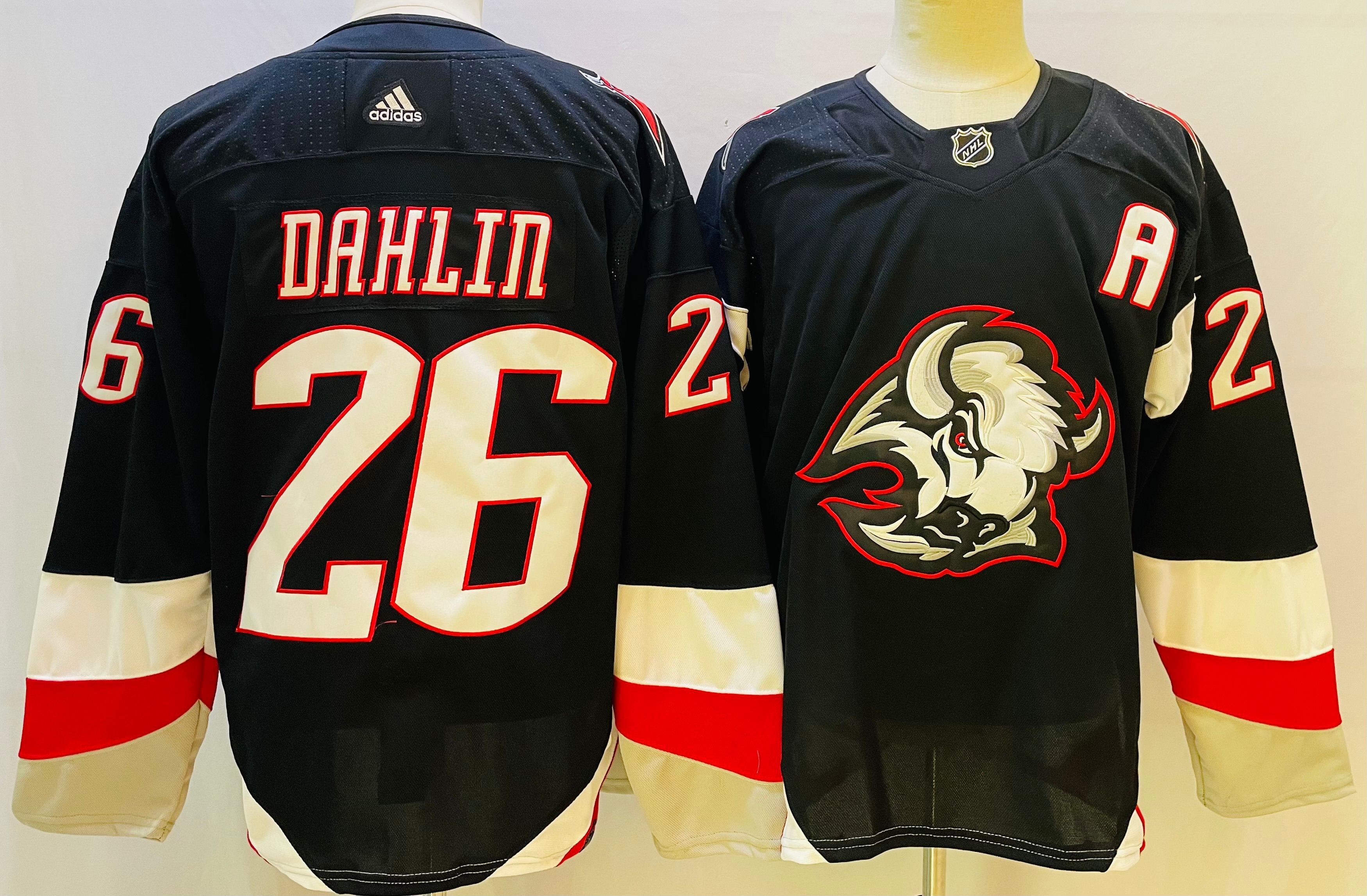 Men Buffalo Sabres #26 Dahlin Black Throwback 2022 Adidas NHL Jersey